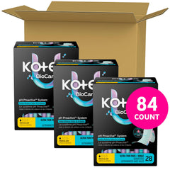 Kotex BioCare textura superior de la toalla para mayor sequedad y confort