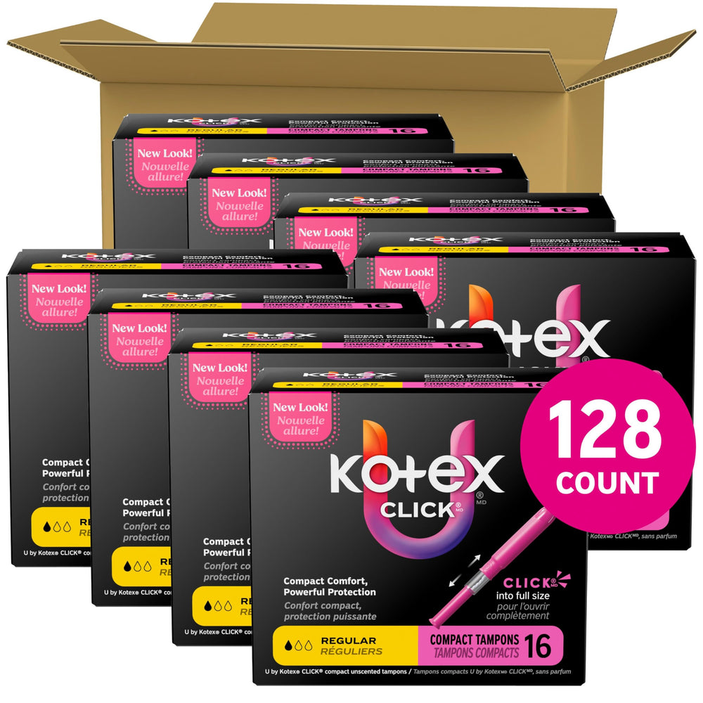 Kotex Click unidades individuales envueltas para higiene y transporte fácil