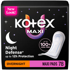 Kotex empaque frontal mostrando 78 unidades y ventaja de protección nocturna