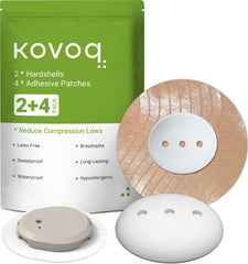 KOVOQ protector frontal mostrando ajuste preciso para Dexcom G7 y beneficio anticompression