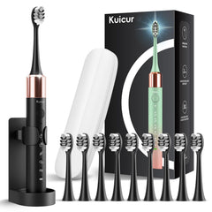 Kuicur vista frontal del cepillo negro muestra diseño ergonómico y potencia