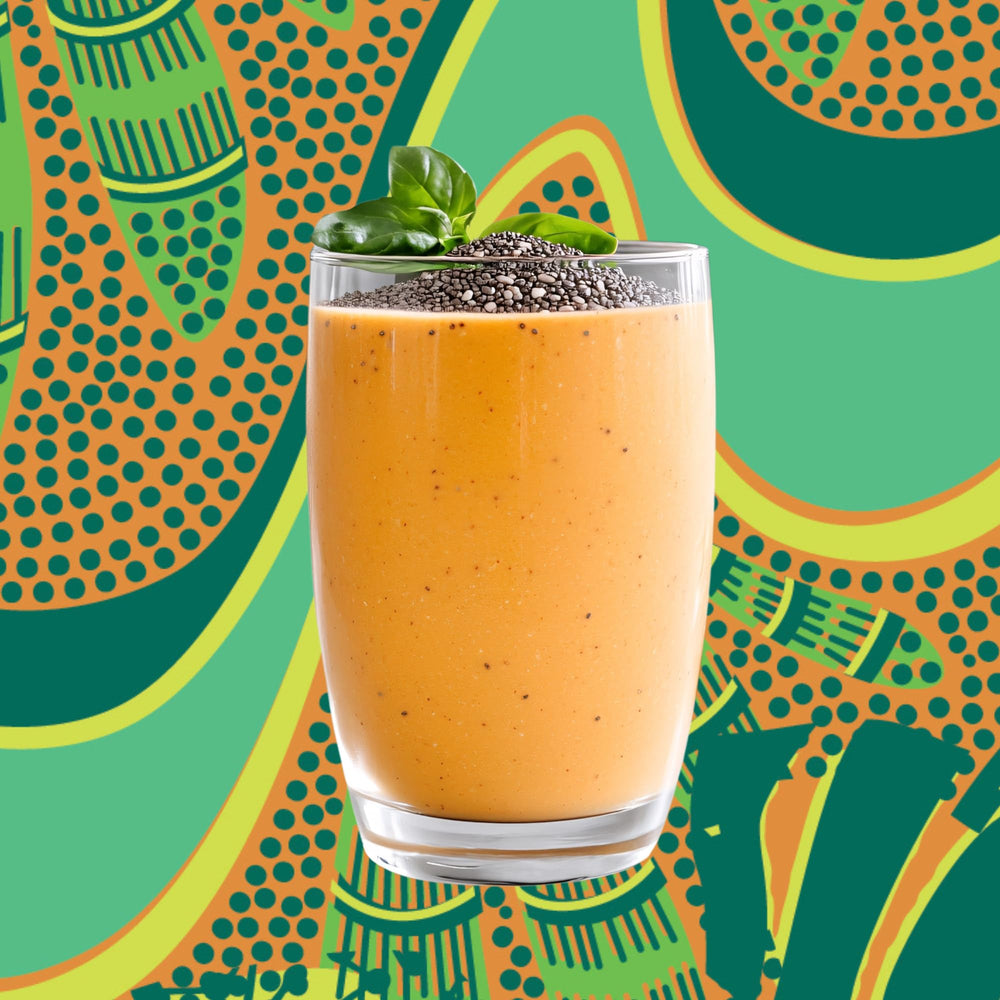 Kuli Kuli Gut Bliss on-the-go mix at desk or gym.