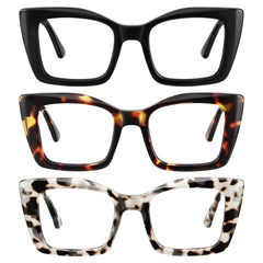 kunchu vista frontal del pack de tres gafas con combinación de colores y estilo elegante