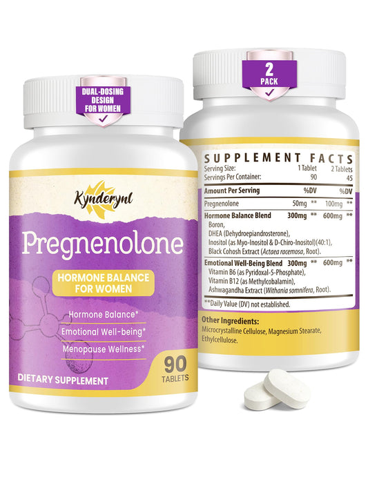 Kynderynl pregnenolona, dosis dual, opción 50 mg o 100 mg para mujeres.