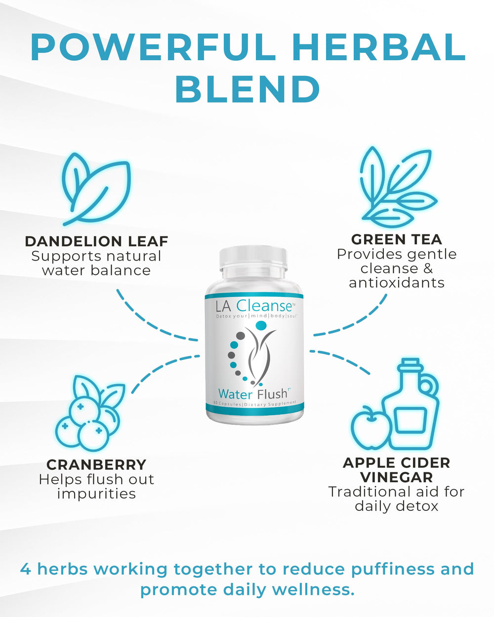 LA Cleanse ingredientes naturales diente de león y té verde que apoyan equilibrio