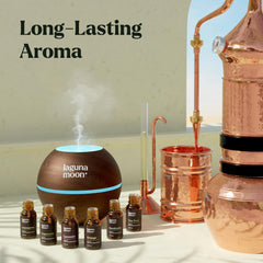 Detalle de frascos FrostProtect Lagunamoon que protegen aceite y prolongan aroma