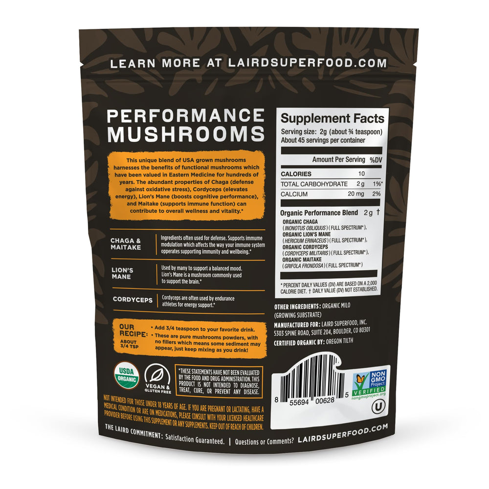 Laird Superfood primer plano de la textura del polvo para mezcla rápida y homogénea