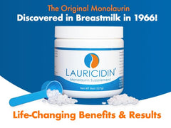 Lauricidin frasco en encimera de cocina, estilo de vida saludable