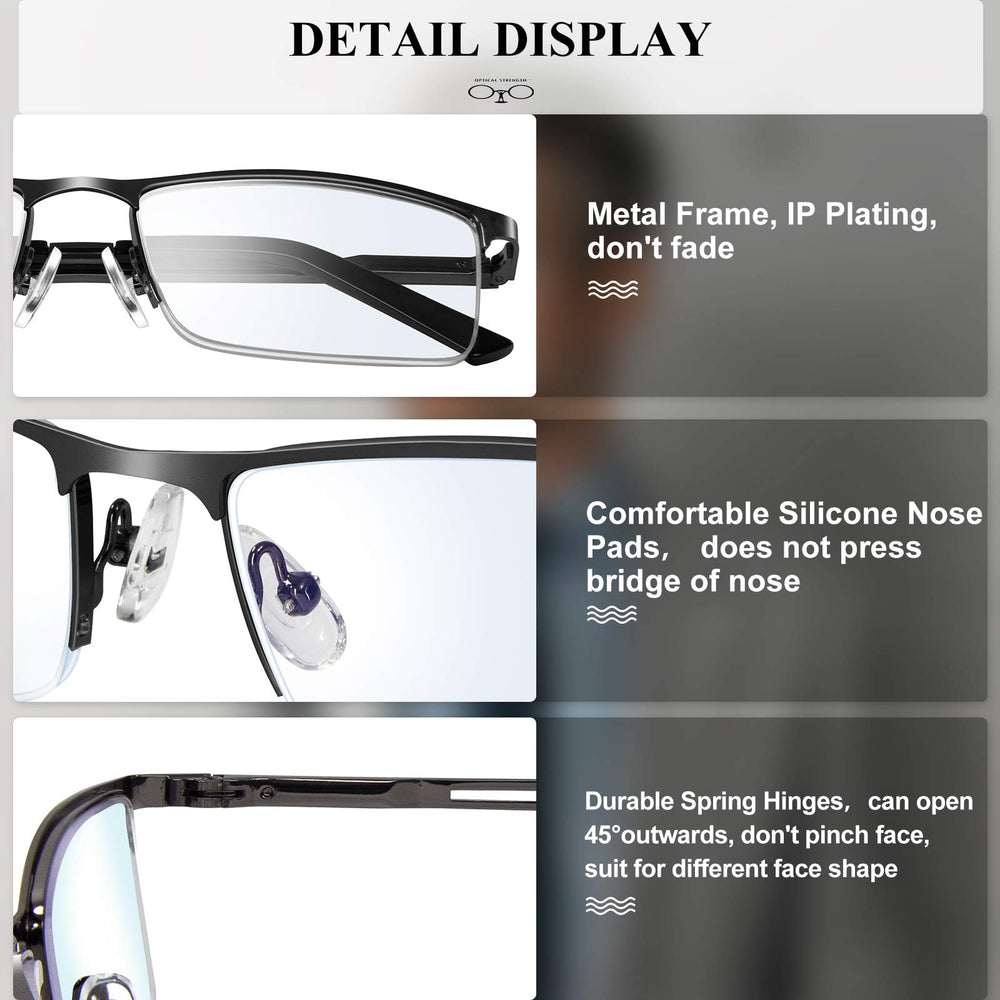 Lcbestbro hombre leyendo con gafas mostrando reducción de fatiga ocular