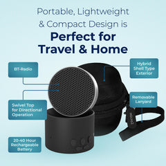 Adaptive Sound Technologies LectroFan Micro2 comparado con mano para mostrar tamaño compacto y viaje