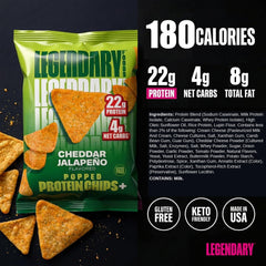 Legendary Foods bolsa abierta con chips visibles para snack rápido