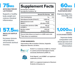 LEGION Biome Probiotic cápsulas con ingredientes clave para equilibrio intestinal