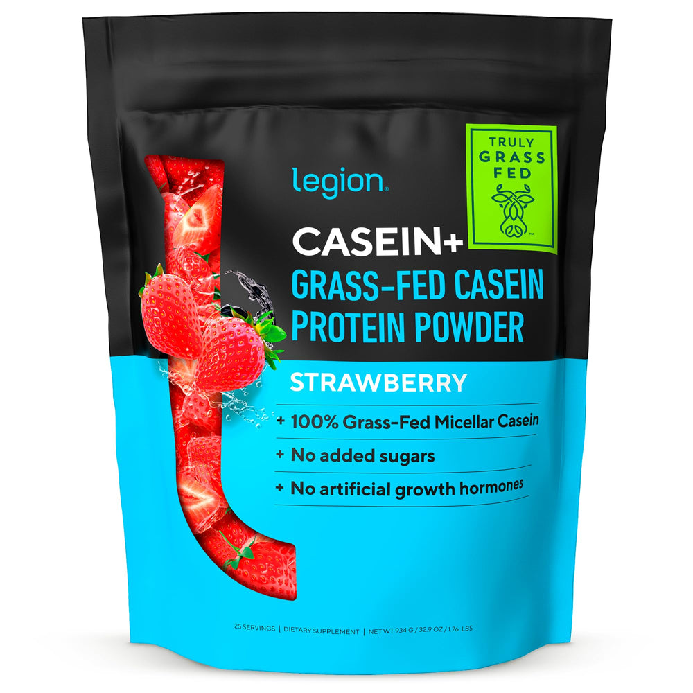 LEGION Casein en bote fresa: recuperación nocturna con proteína de liberación lenta.