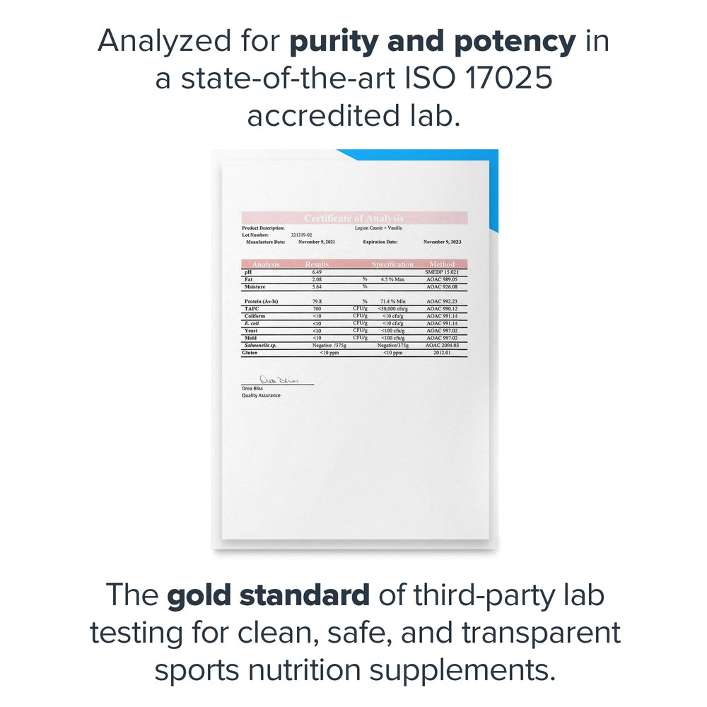 Uso nocturno LEGION Casein: proteína para un descanso activo y sostenido.