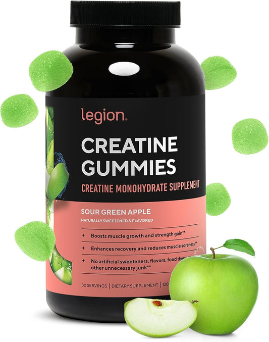 LEGION Creatine Gummies envase para consumo diario en el gimnasio