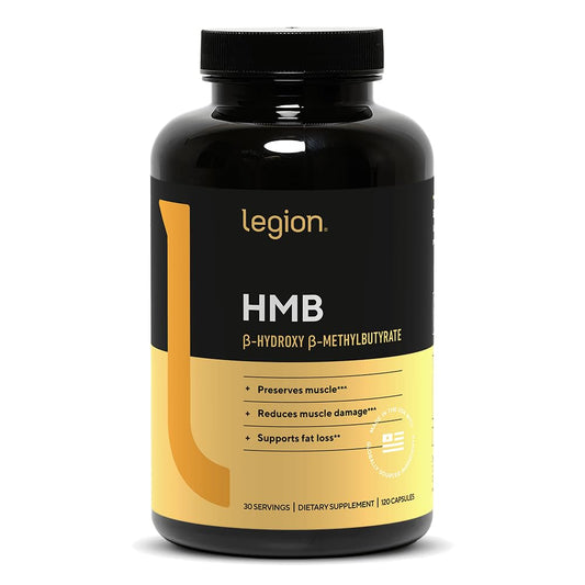 Legion HMB cápsulas 3000mg en botella, apoyo a la masa muscular