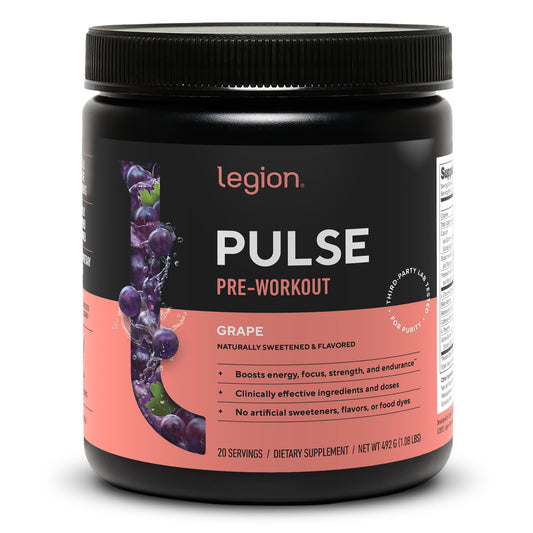 LEGION frasco Pulse frente mostrando envase y beneficio de claridad