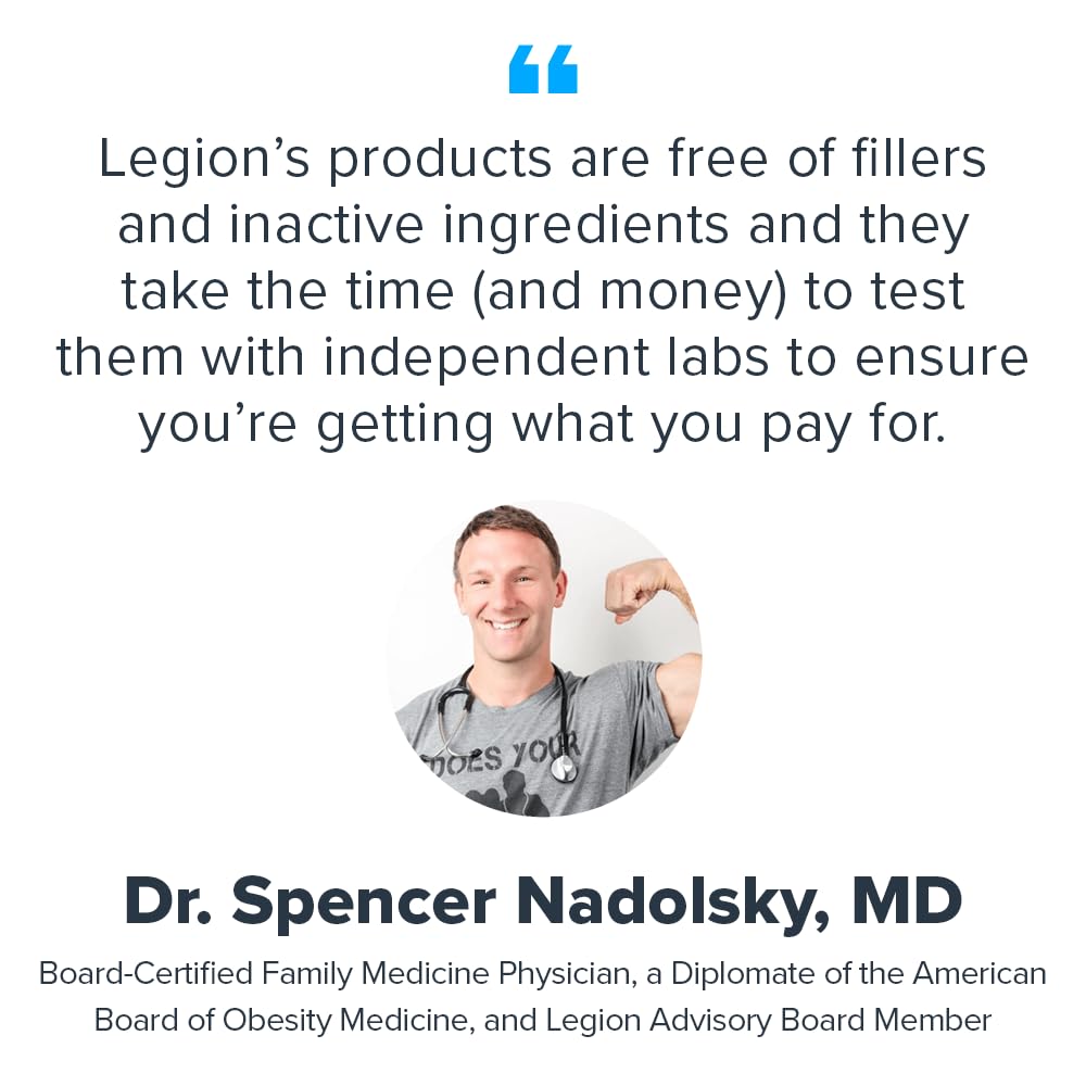 LEGION Recharge bottle and lab certificate underscore purity and potency testing.