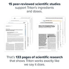 Etiqueta LEGION Triton muestra EPA/DHA y vitamina E para frescura.