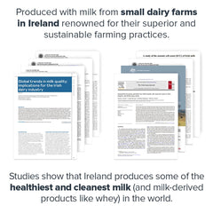 LEGION Whey+ grass-fed milk source close-up highlighting sustainable protein.