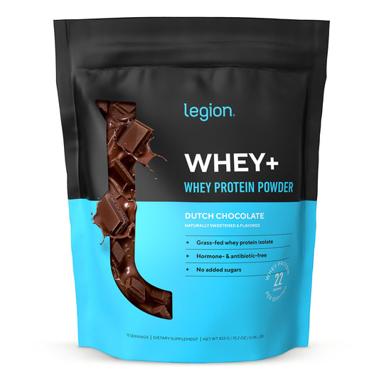 LEGION Whey+ proteina de suero aislada de vacas pastoreadas, digestión suave
