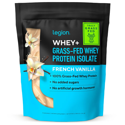 LEGION Whey+ proteina whey isolate en pote, ideal para recuperación post entreno.