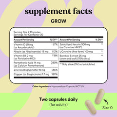 Ingredientes Lemme Grow (silica, queratina) apilados ilustrando soporte