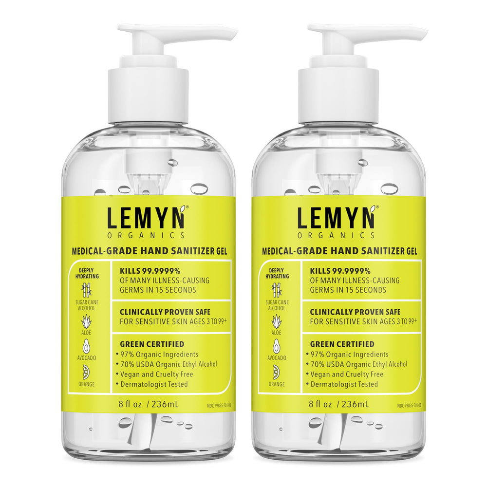 Lemyn Organics frasco frontal con pump y aroma cítrico para higiene eficaz