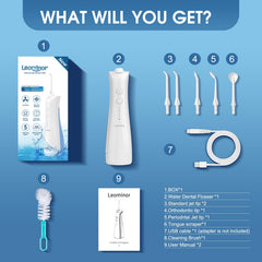 Leominor flosser dentro de estuche de viaje ideal para transportar