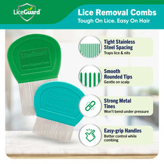 LiceGuard peine de dientes largos en mano, agarre ergonómico y control