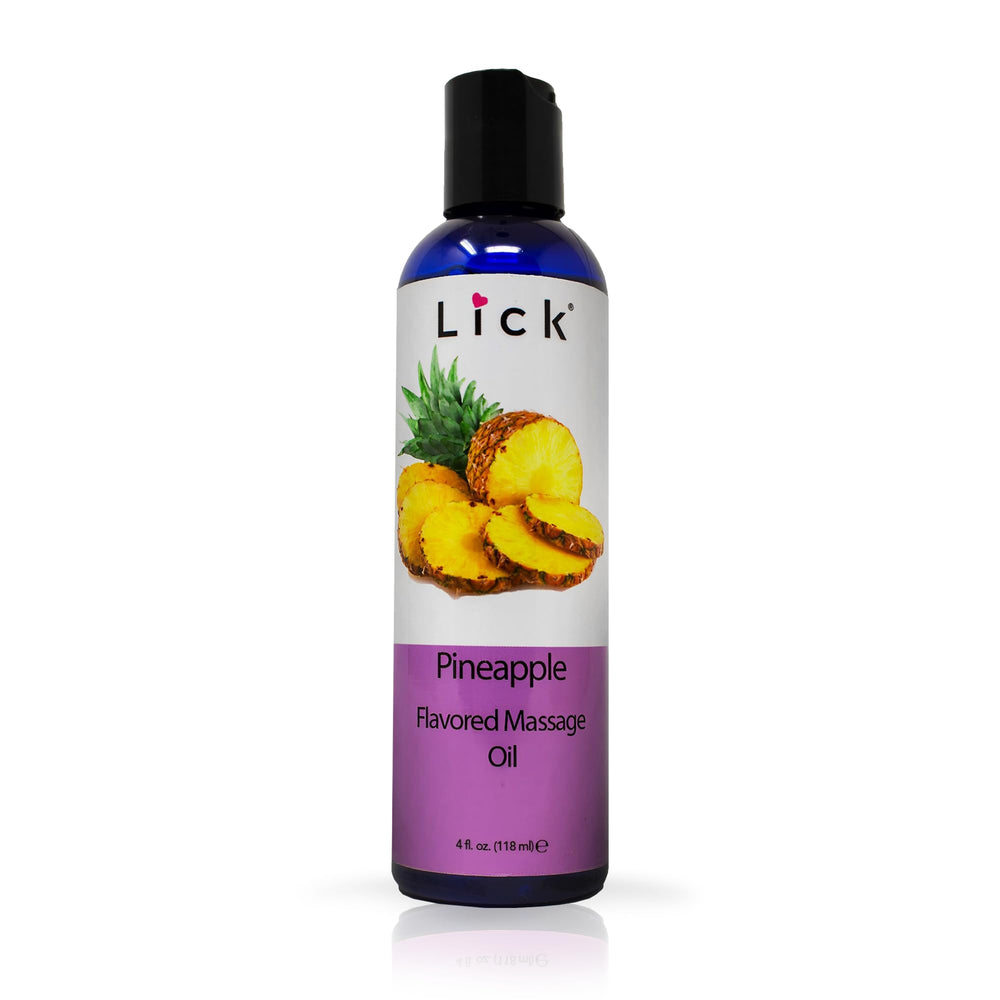 LICK botella frontal con aceite de piña, muestra aroma y presentación