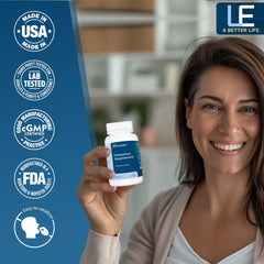 Life Enhancement cápsula en primer plano, detalle de cápsula vegetal y fácil de tragar