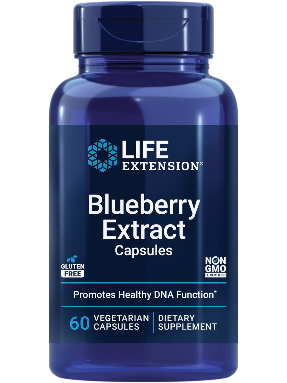 Life Extension frasco frontal mostrando 60 cápsulas y beneficios antioxidantes