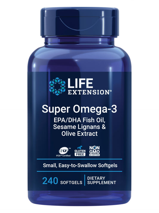 Life Extension frasco delante mostrando 240 cápsulas y beneficios claros