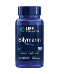 Life Extension frontal del paquete mostrando silymarin y beneficios