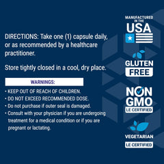 Life Extension etiqueta de ingredientes destacando pureza y formulación no-GMO