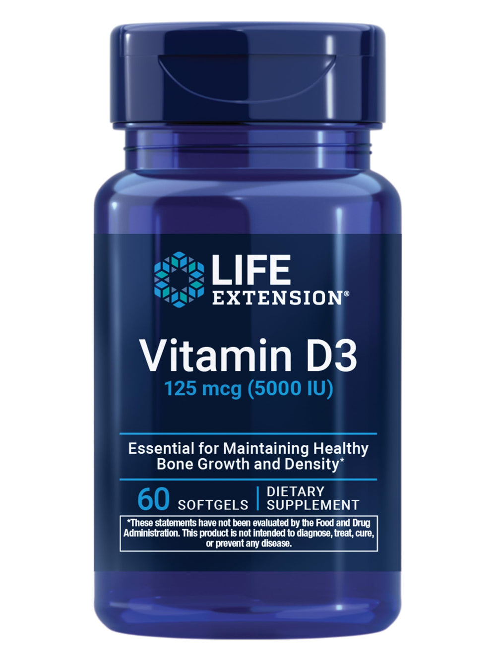 Life Extension botella frontal mostrando etiqueta y beneficio óseo