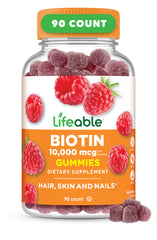 Lifeable Biotina Gominolas en botella, soporte para cabello, piel y uñas.