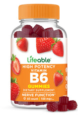 Lifeable envase frontal de gomitas B6 mostrando la etiqueta y beneficio práctico