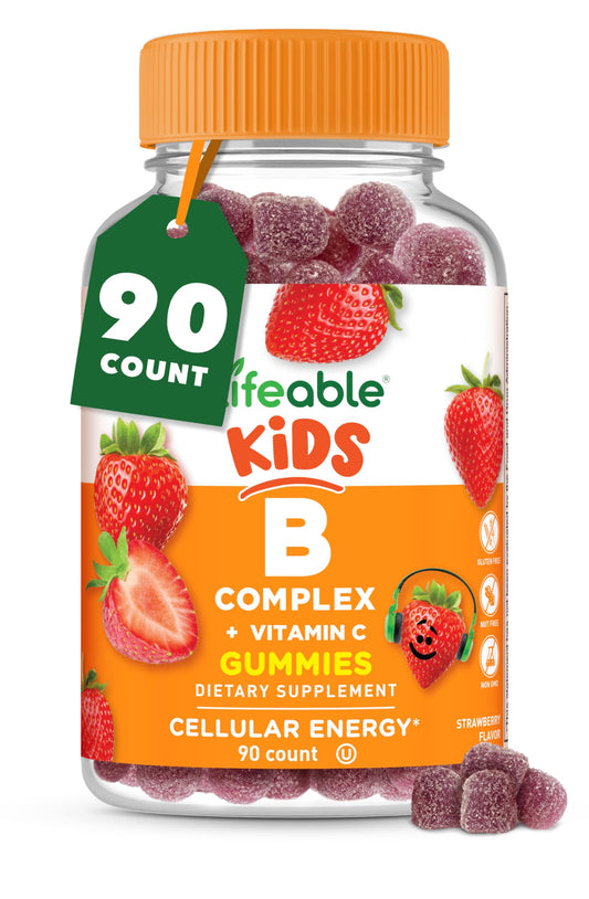 Lifeable envase frontal claro que muestra 90 gomitas y beneficios visibles