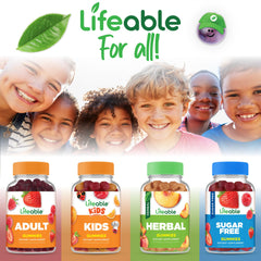 Gomitas Lifeable B12 para niños, sabor fresa, masticables.