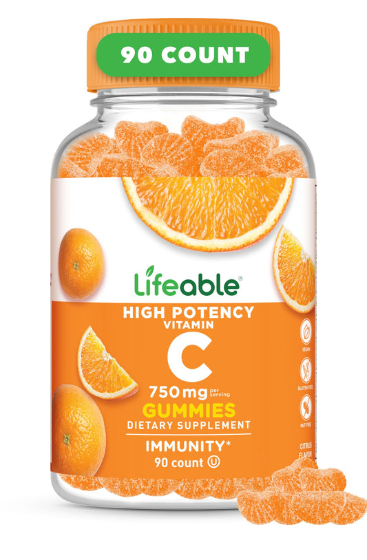 Lifeable envase frontal de gomitas vitamina C con información clara
