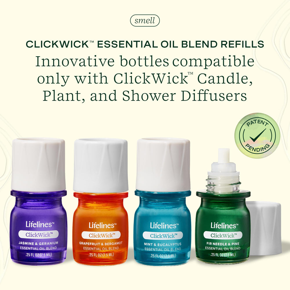 Lifelines botellas ClickWick en primer plano, diseño que simplifica el reemplazo