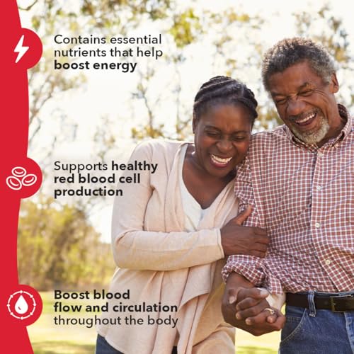 LifeSeasons Blood Nourish-R: etiqueta frontal destacando hierro y B12 para bienestar diario.