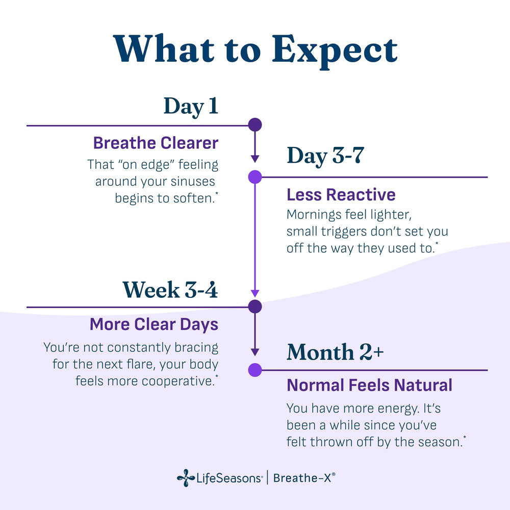 LifeSeasons Breathe-X mano sosteniendo bote para referencia de tamaño