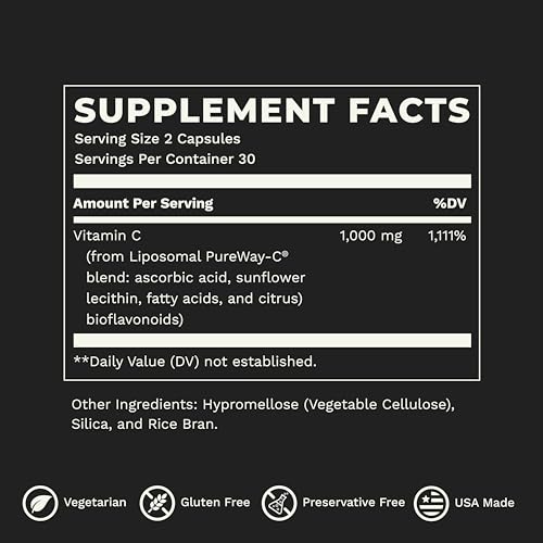 LifeSeasons Essentials Liposomal Vitamina C detalle de ingredientes para soporte antioxidante diario