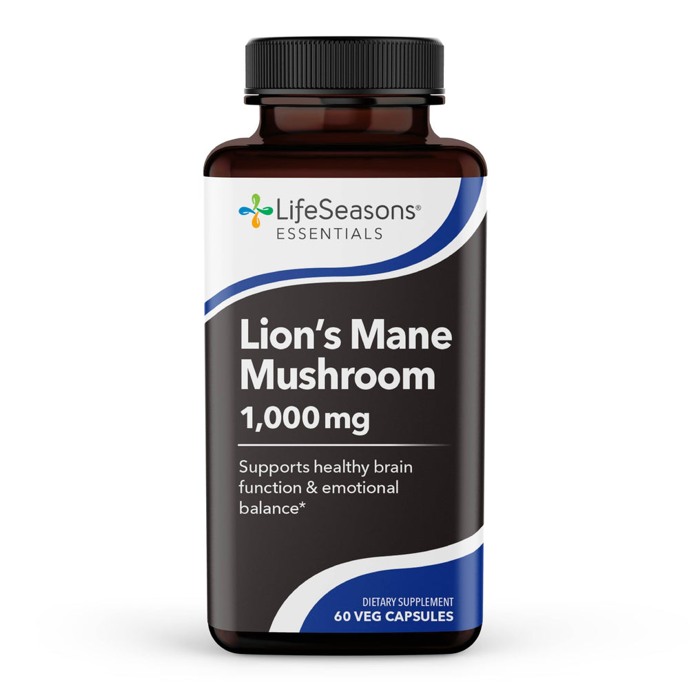 LifeSeasons Melena de León cápsulas frente: apoyo cognitivo y equilibrio emocional.
