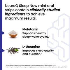 LifeSeasons NeuroQ Sleep Now: infografía de ingredientes con melatonina y L-teanina para apoyar el descanso