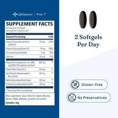 LifeSeasons Pros-T etiqueta nutricional enfocada en dosis y claridad