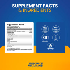 LifeSource Vitamins etiqueta detallada con lista de botánicos visible